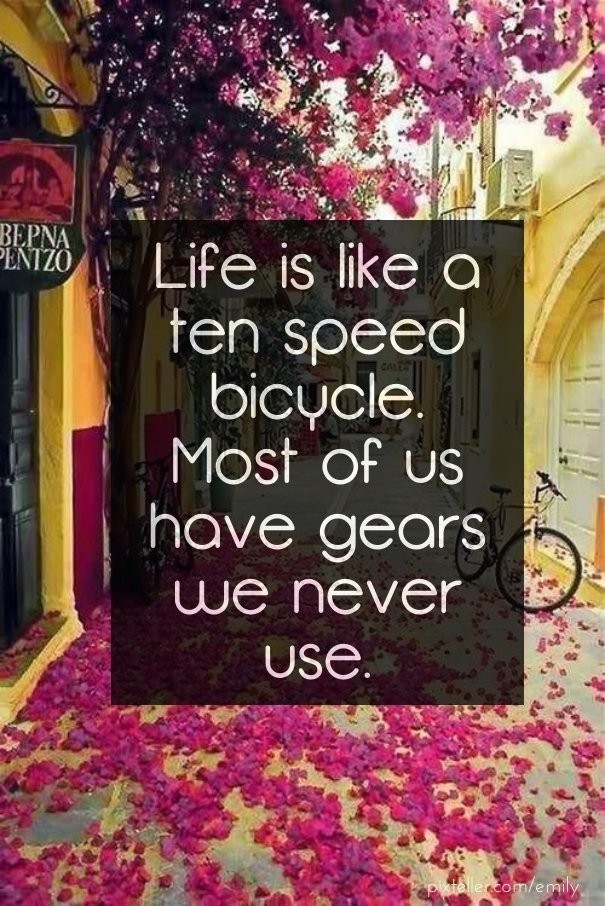 Life is like a ten speed bicycle. Design 
