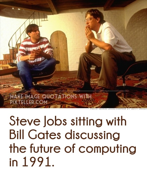 Steve Jobs sitting with Bill Gates Design 
