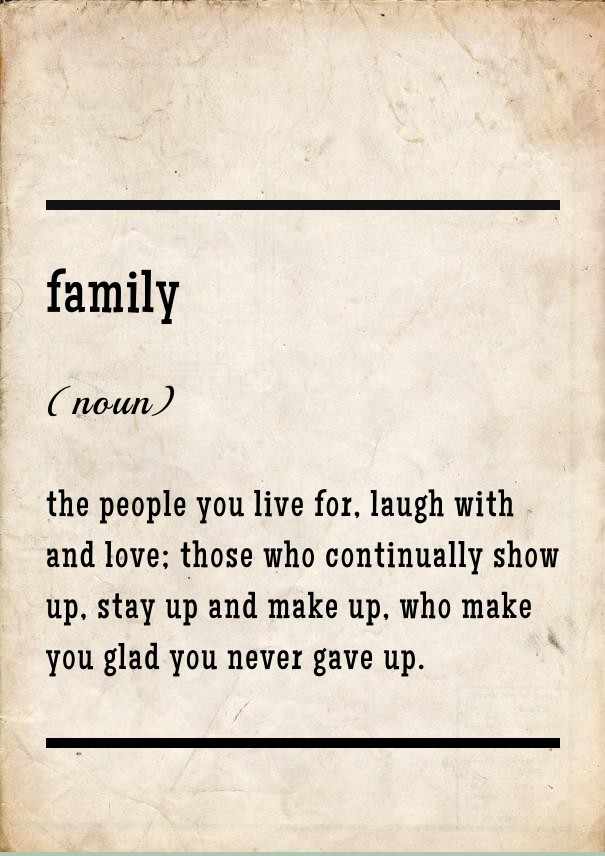 Family (noun) the people you live Design 