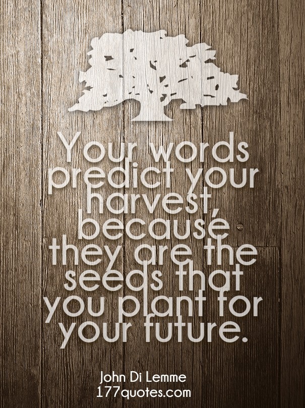 Your words predict your harvest, Design 