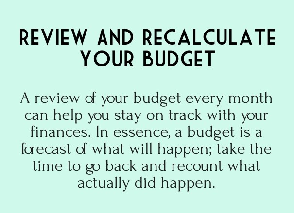 Review and recalculate your budget a Design 