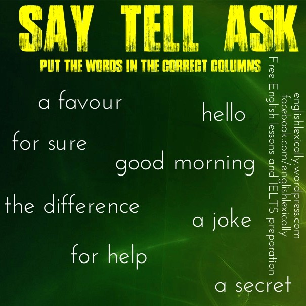 Say tell ask hello a joke a secret a Design 
