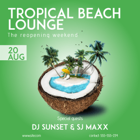 Tropical Beach Lounge #invitation #poster #tropical #party #vacation