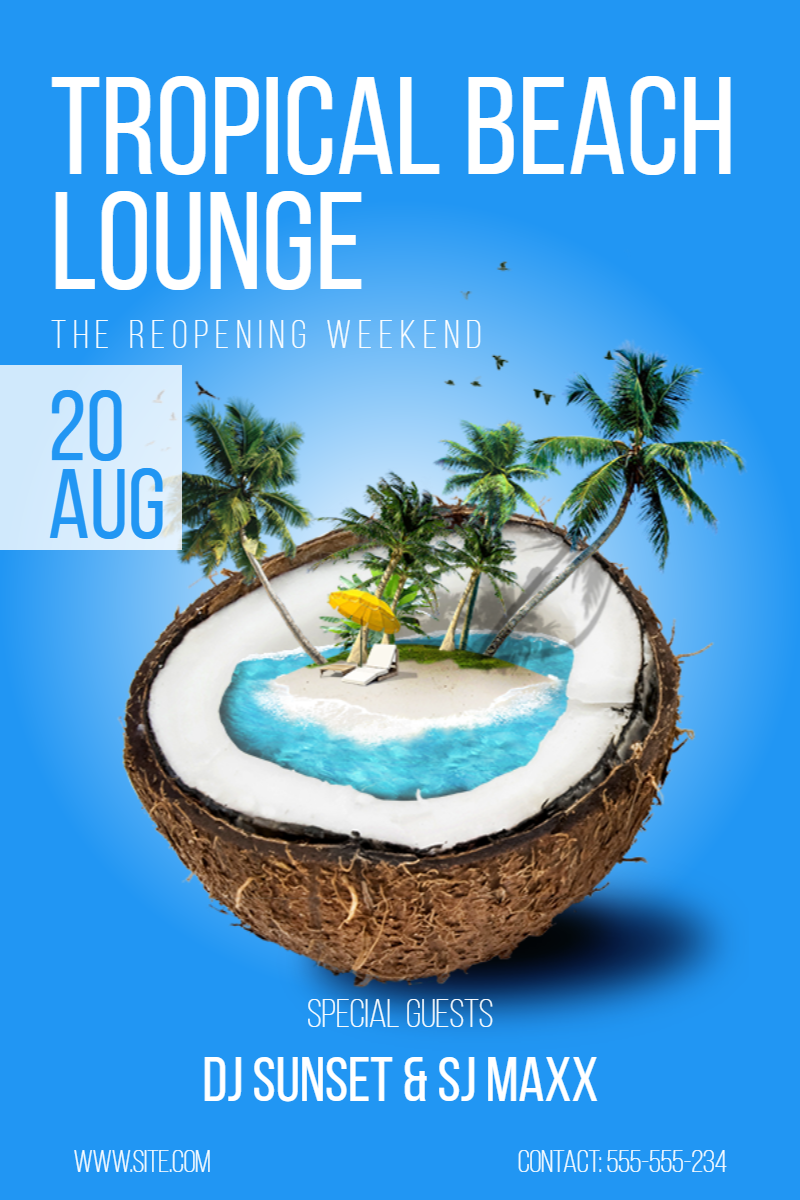 Tropical Beach Lounge #invitation Design  Template 