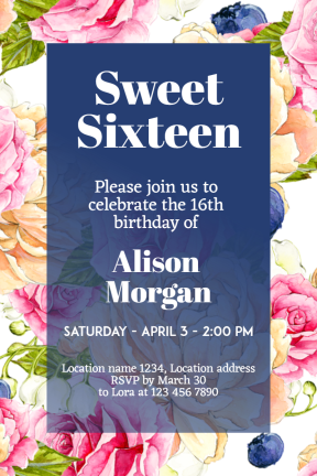 Sweet Sixteen #invitation #sweetsixteen #party #birthday #anniversary #