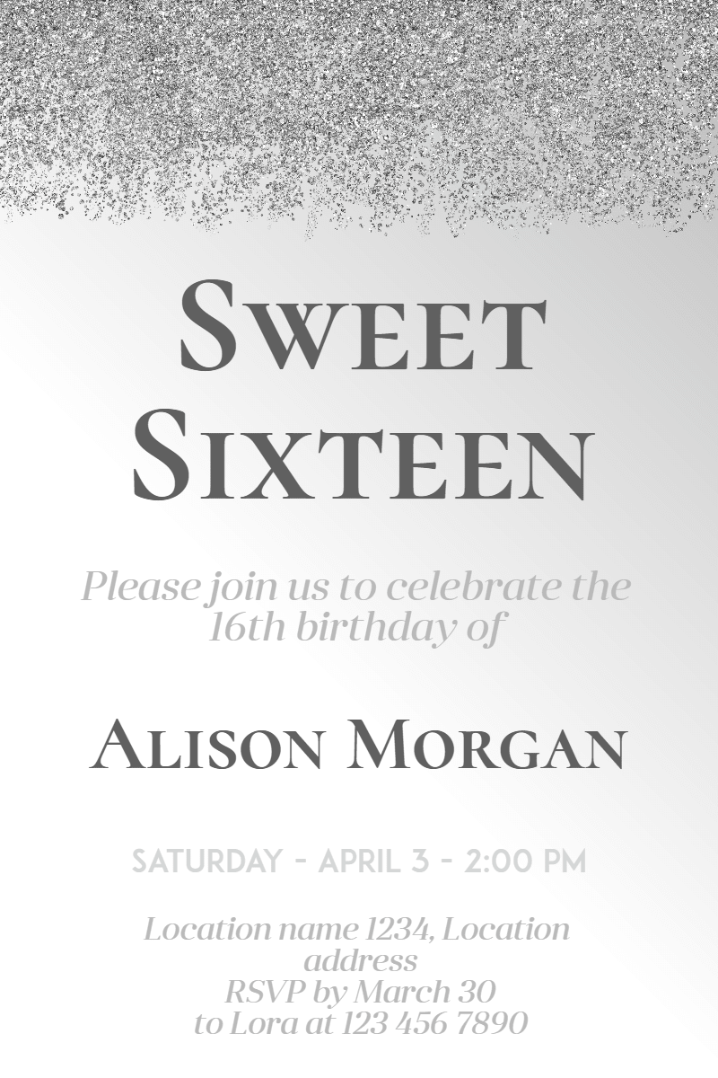 Sweet Sixteen #invitation Design  Template 
