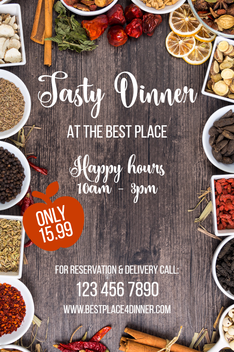 Tasty Dinner #poster #dinner #happy Design  Template 