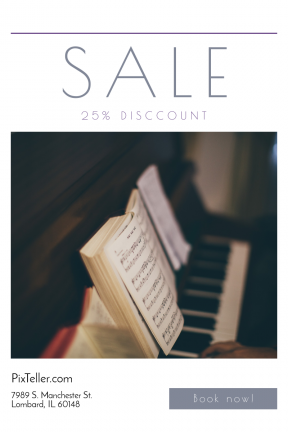 Portrait design template for sales - #banner #businnes #sales #CallToAction #salesbanner #piano #book #note #music #key #playing
