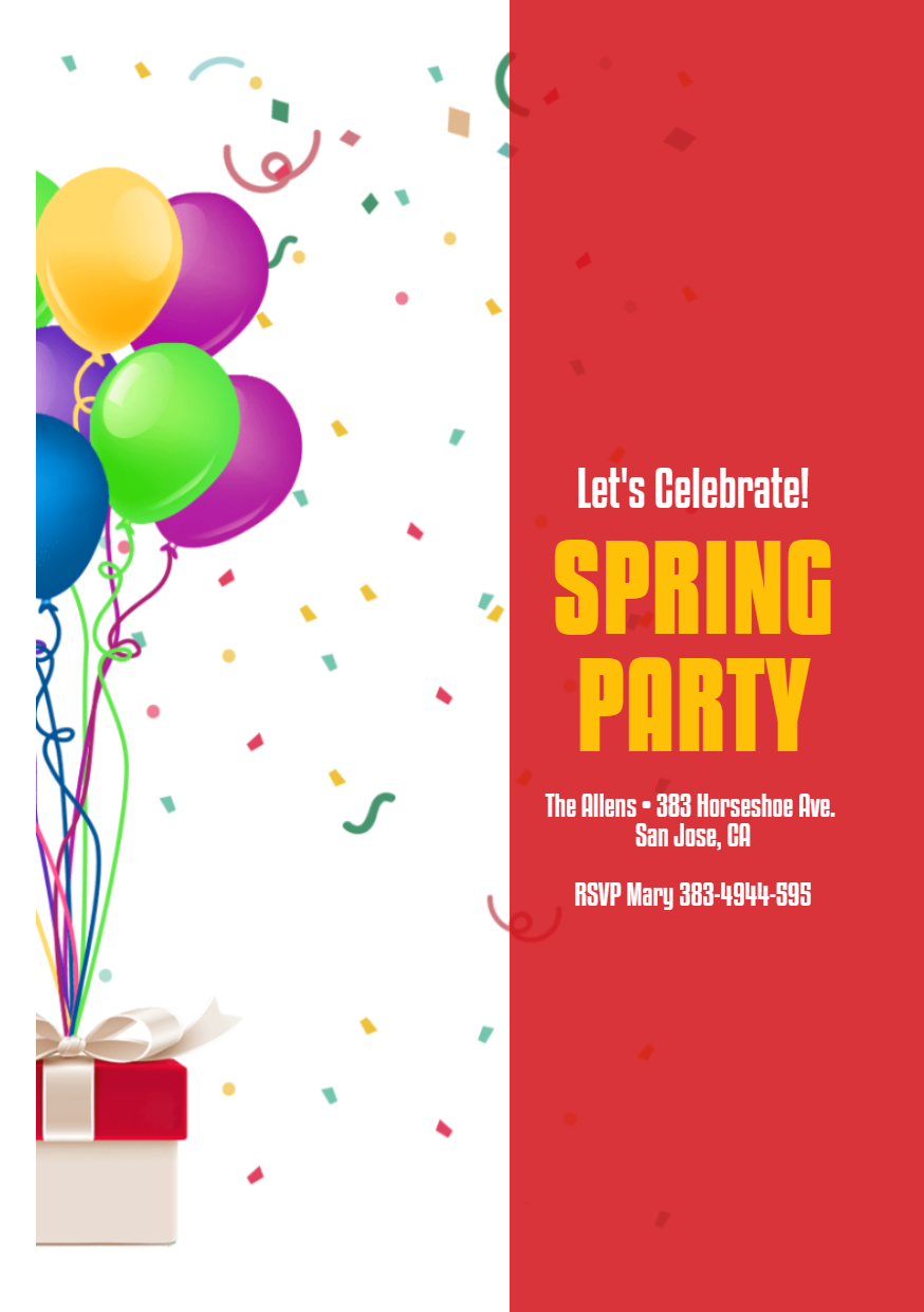 Spring Party Anniversay Invitation Design  Template 