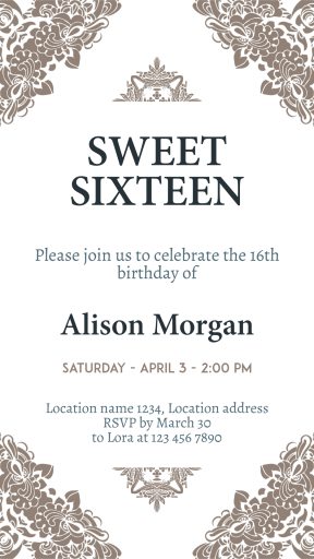 Sweet Sixteen #invitation #sweetsixteen #party #birthday #anniversary #