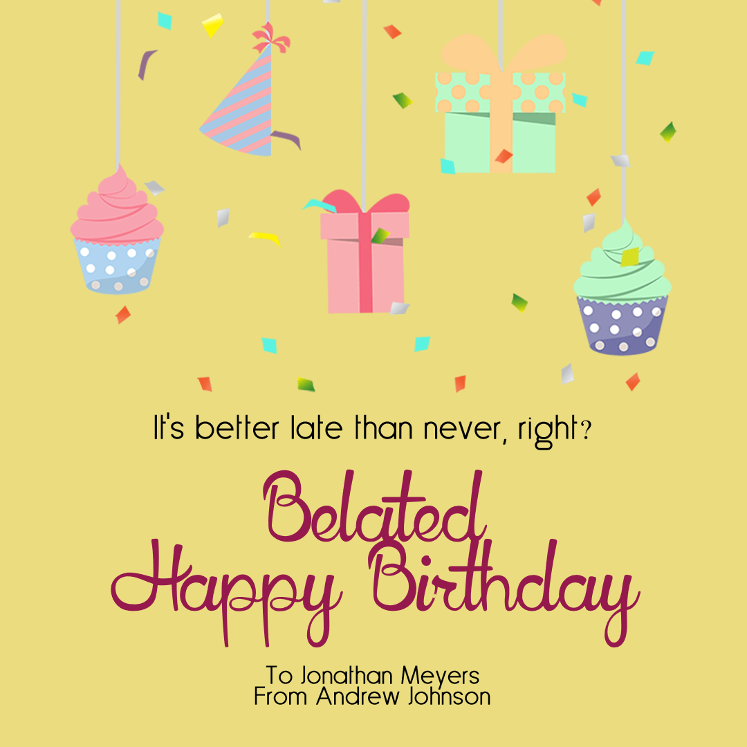 Confetti Happy Birthday Message - Design  Template 