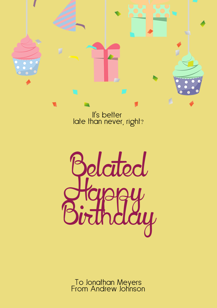 Confetti Happy Birthday Message - Design  Template 