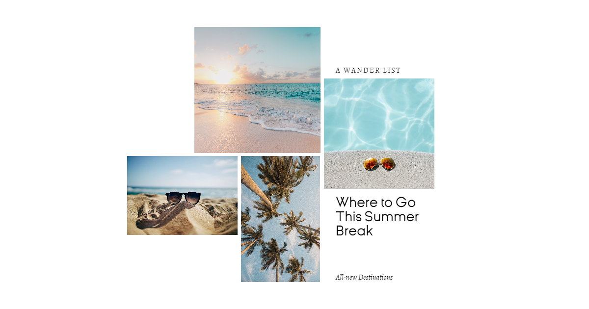 Editable Summer Travel Photo Collage Design  Template 