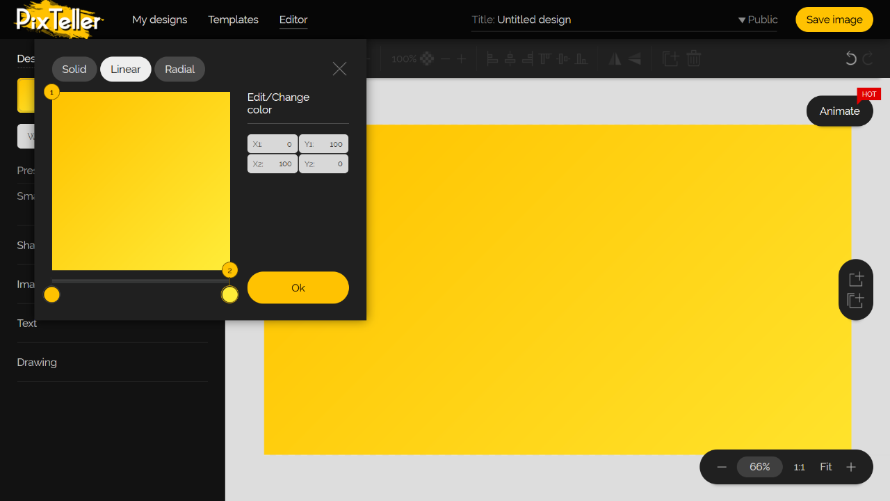 PixTeller Editor Color Picker - Yellow