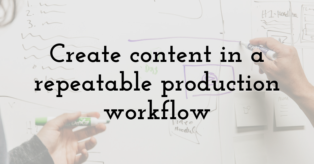 Create content in a repeatable production workflow