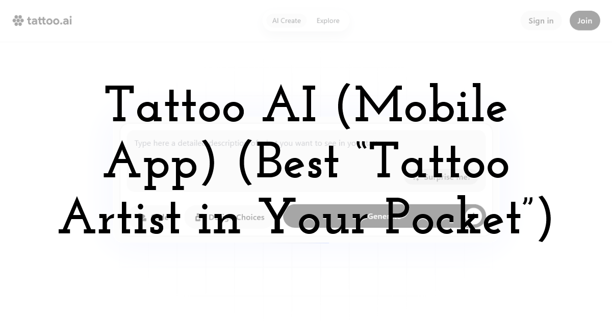 Tattoo AI (Mobile App) (Best Tattoo Artist in Your Pocket)