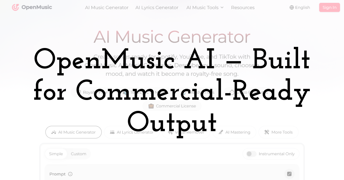 OpenMusic AI — Built for Commercial-Ready Output