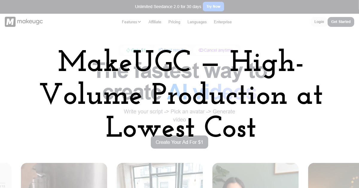 MakeUGC — High-Volume Production at Lowest Cost
