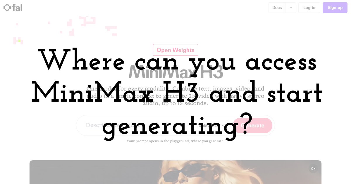 Where can you access MiniMax H3 and start generating?
