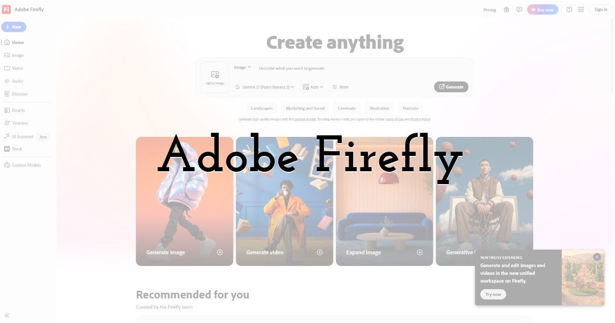 Adobe Firefly: best for Adobe workflows and commercial risk management
