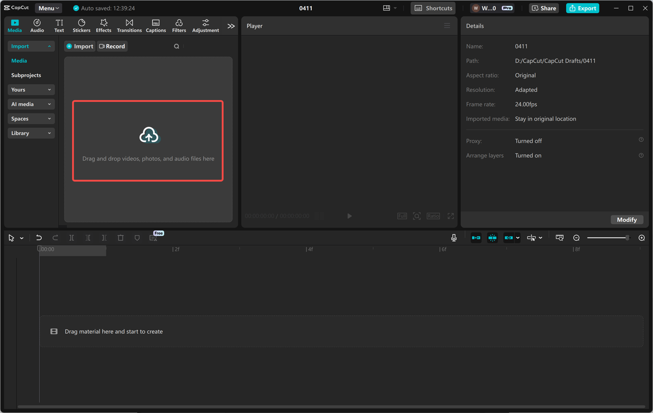 Step 3: Begin a New Project and Select the Proper Aspect Ratio