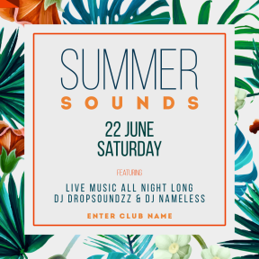 Summer sounds invitation template - #invitation #summer #vibes #business #vacation #fresh #poster #party
