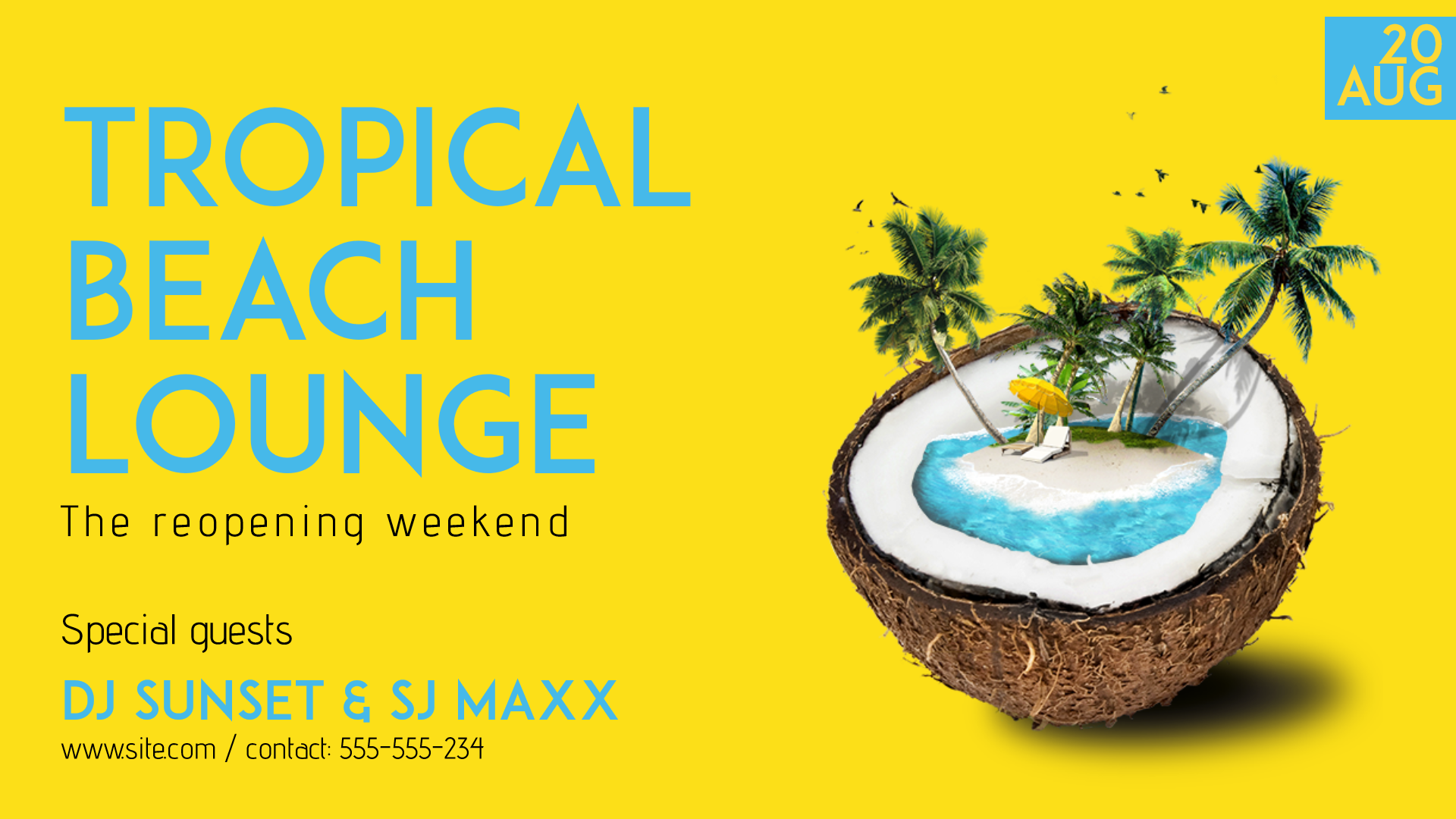 Tropical Beach Lounge #invitation Design  Template 