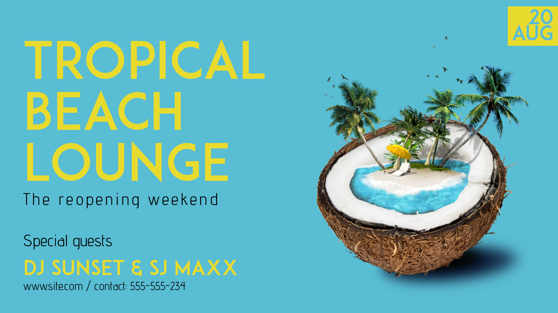 Tropical Beach Lounge #invitation Animation  Template 