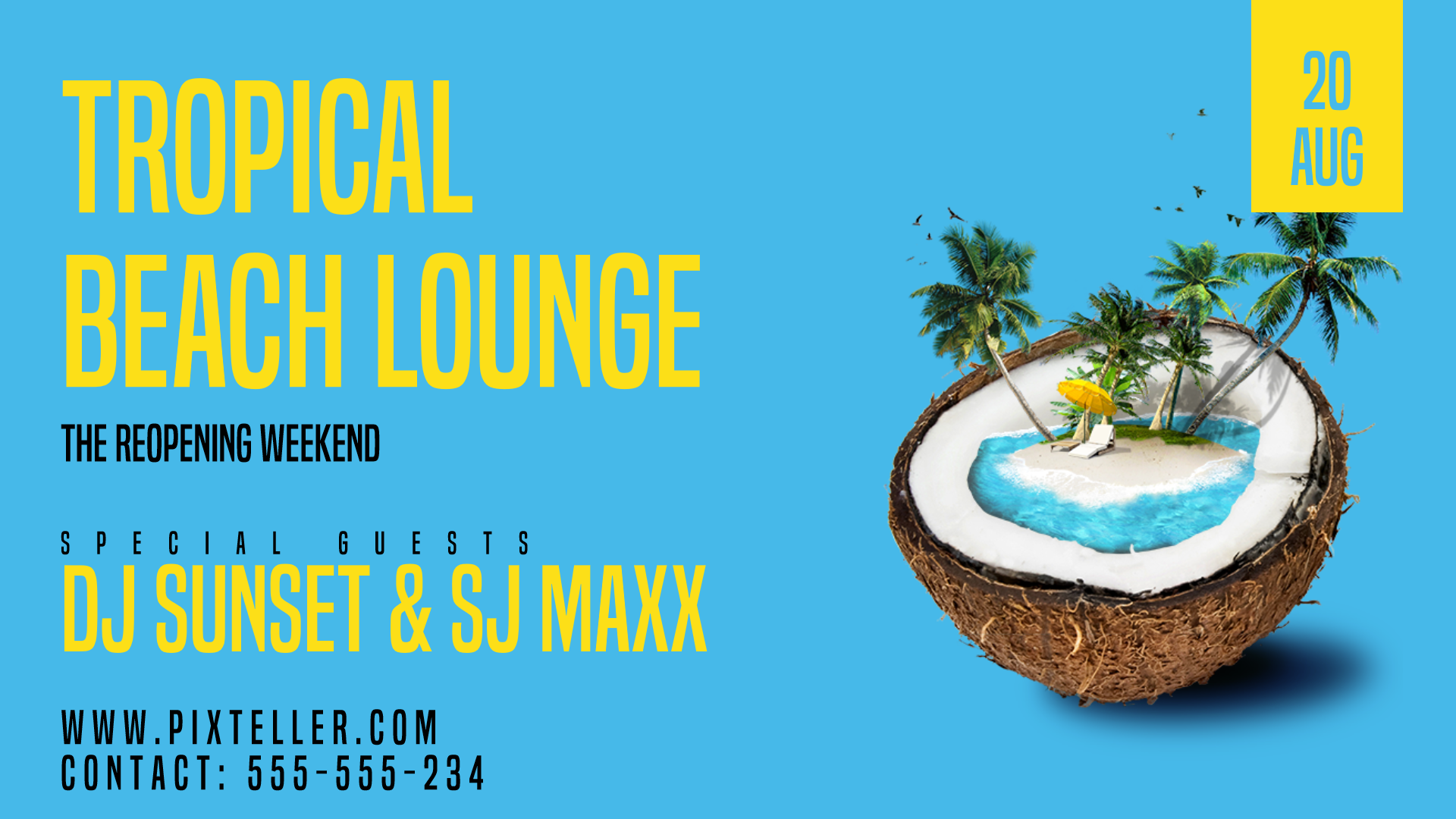 Tropical Beach Lounge #invitation Animation  Template 